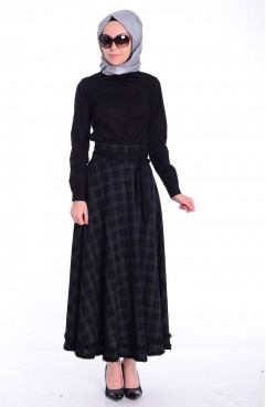 Sefamerve, White-Light Black Skirt 2414-03