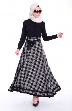 Sefamerve, White-Black Skirt 2414-02