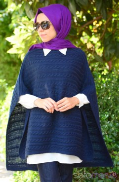 Sefamerve, Tesettür Triko Panço 7013-05 Lacivert