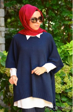 Sefamerve, Tesettür Triko Panço 7012-01 Lacivert