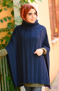 Sefamerve, Tesettür Triko Panço 7016-05 Lacivert