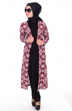 مانتو شنلی ترک مدل پاییز و بهارSefamerve, Claret red Cardigan 041254-01