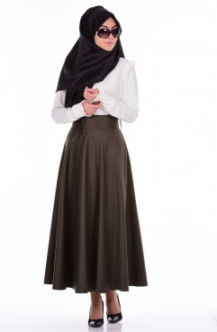 Sefamerve, Tesettür Etek 2146-03 Haki Yeşil