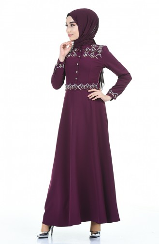 Plum Hijab Dress 9611-01