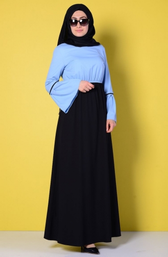 Blau Hijab Kleider 3006-04