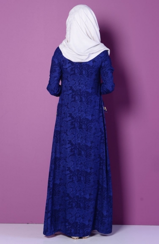 Navy Blue Hijab Dress 0653A-03