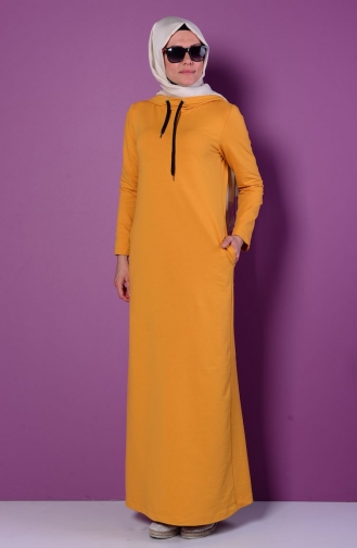 Light Mustard Hijab Dress 1058-12