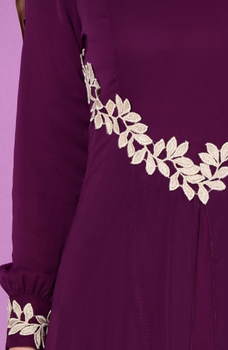 Plum Hijab Evening Dress 52419-01