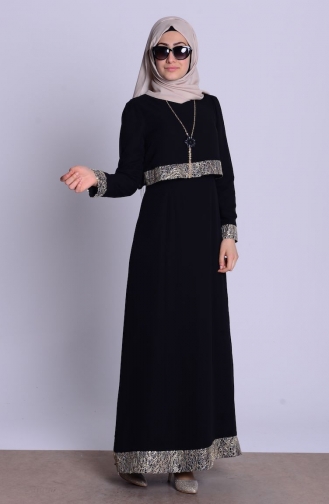 Schwarz Hijab Kleider 52462-02