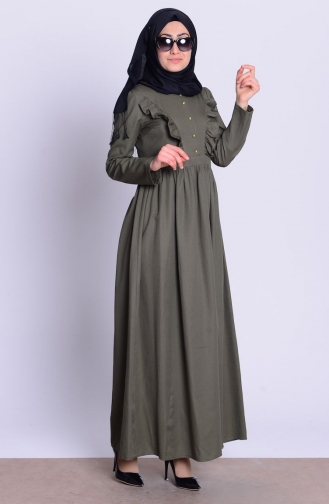 Khaki Hijab Kleider 2204-04