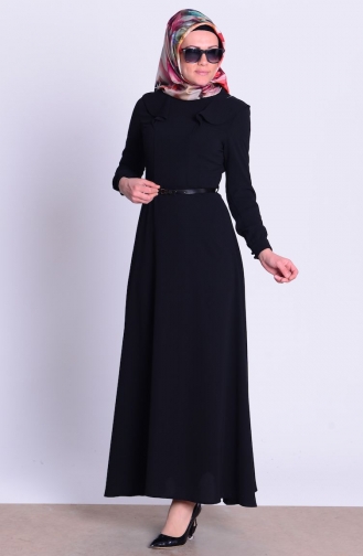 Black Hijab Dress 7077-05