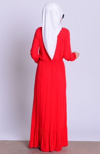 Şile Bezi Elbise 4541-03 Kırmızı