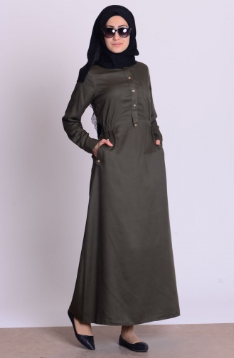 Dark Khaki Hijab Dress 2107-03