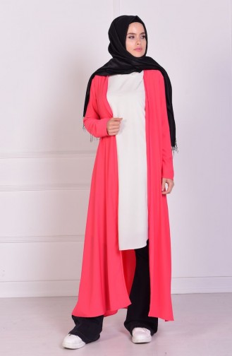 BENGISU Long Viscose Cardigan 4028-12 Coral 4028-12