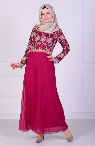 Fuchsia Hijab Evening Dress 52488-01