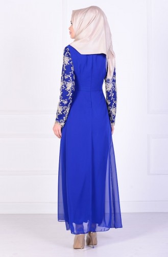 Lace Evening Dress 52488-03 Sax 52488-03