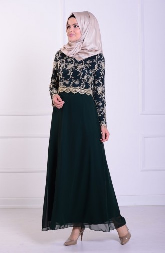 Green Hijab Evening Dress 52488-04