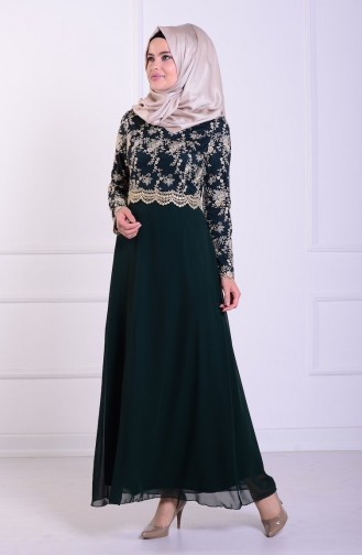 Abendkleid mit Spitzen 52488-04 Grün 52488-04