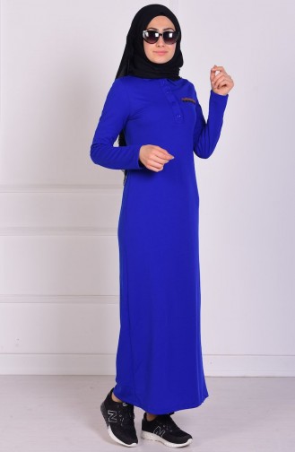 Saks-Blau Hijab Kleider 3285-02