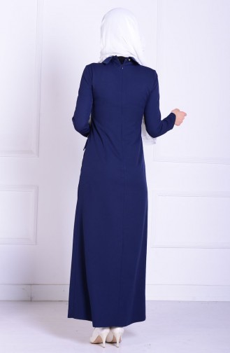 Navy Blue Hijab Dress 7079-01