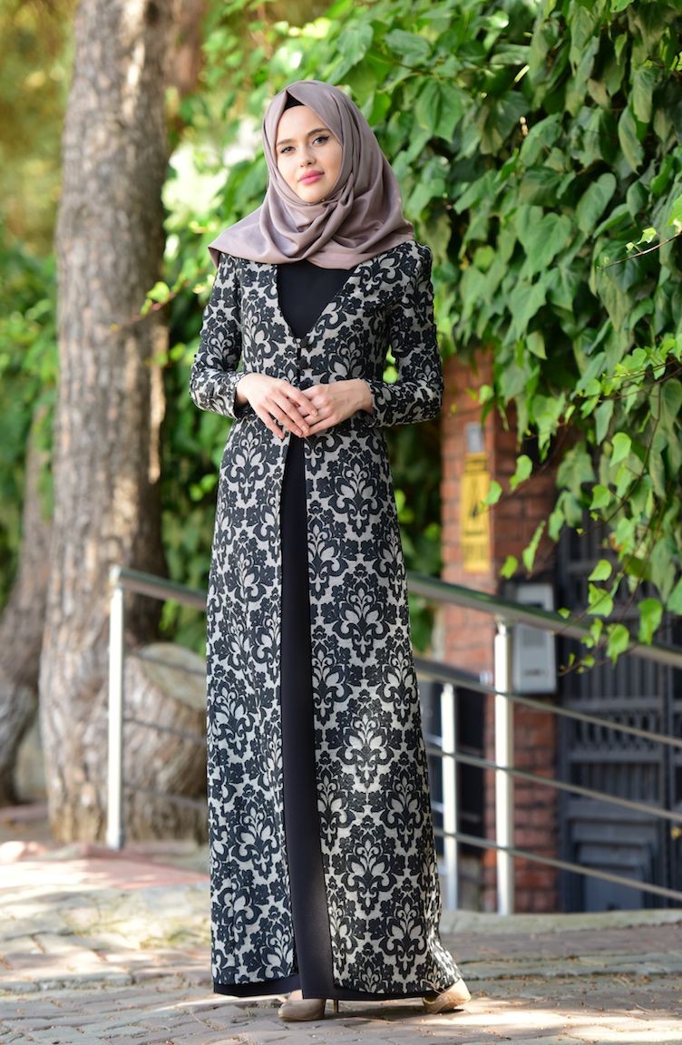 Jakarlı Kaftan Abiye Takım 7013-03 Siyah