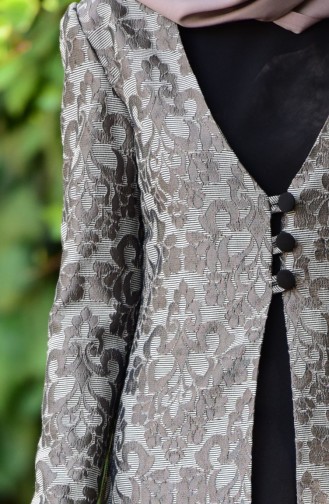 Jakarlı Kaftan Abiye Takım 7013-02 Vizon