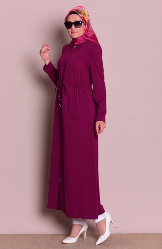 SUKRAN Zippered Abaya 35709-03 Plum 35709-03