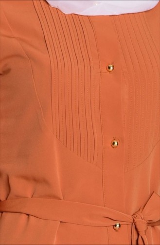 Uzun Krep Tunik 1760-12 Safran