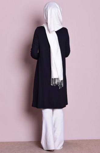 100CM Uzun Kollu Basic Tunik 4566-01 Siyah