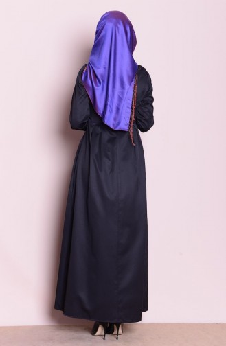 Yakalı Biyeli Elbise 2205-06 Siyah