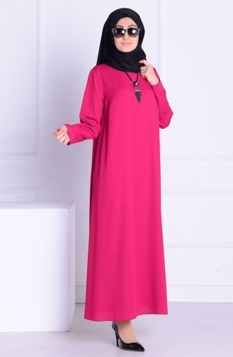 SUKRAN Crepe Necklace Dress 4182-06 Fuchsia 4182-06