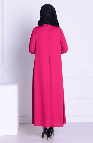 SUKRAN Crepe Necklace Dress 4182-06 Fuchsia 4182-06