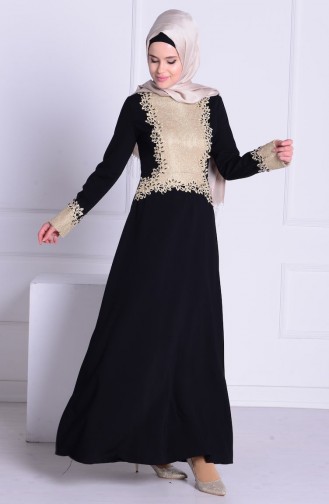 Schwarz Hijab Kleider 81160-01