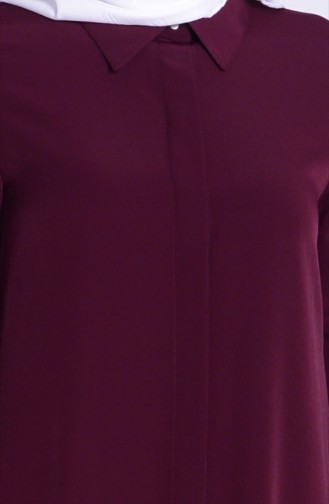 Uzun Krep Tunik 2812-05 Mürdüm