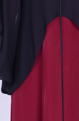 Chiffon Detailed Abaya 1050-01 Claret Red 1050-01