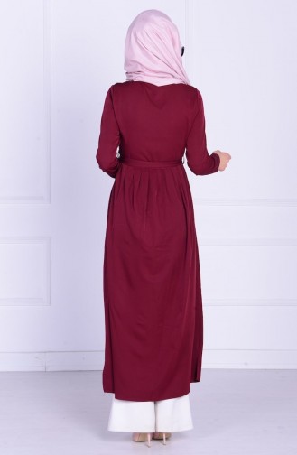 Claret Red Hijab Dress 1808-01