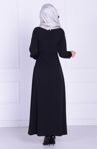 Schwarz Hijab Kleider 2206-01