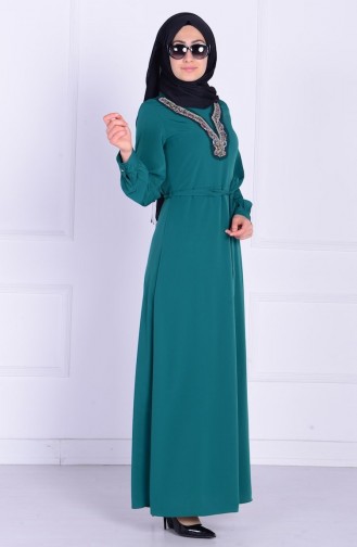 Emerald Green Hijab Dress 2206-06