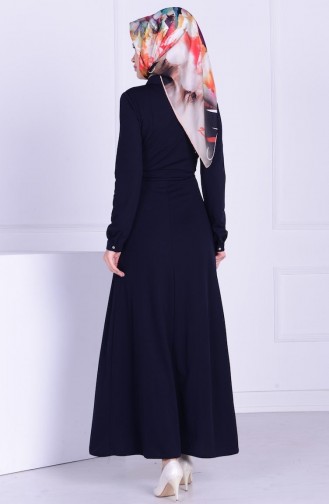 Dunkelblau Hijab Kleider 3290-03