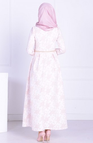 Powder Hijab Evening Dress 5103-02
