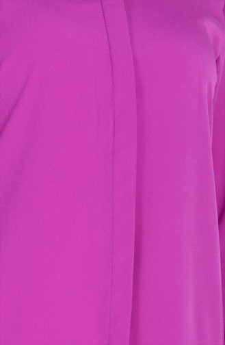 Krep Uzun Düğmeli Tunik 2009-01 Mor