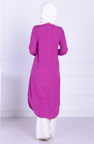 Krep Uzun Düğmeli Tunik 2009-01 Mor