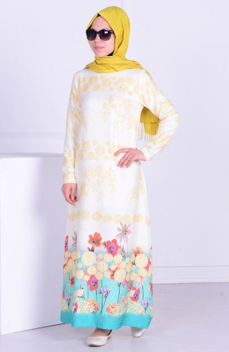 Grün Hijab Kleider 0278-03