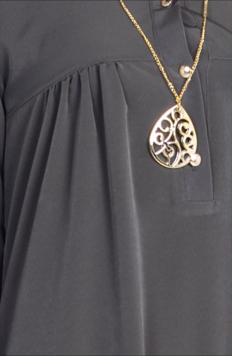 Krep Kolyeli Elbise 1030-03 Haki Yeşil