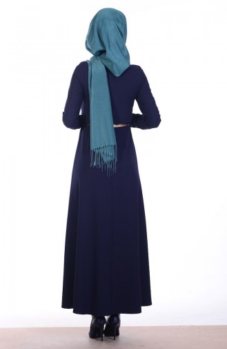 Dunkelblau Hijab Kleider 7127-04