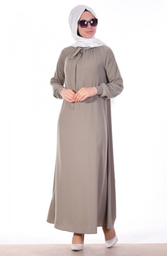 Light Khaki Green Hijab Dress 6117-14