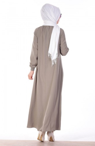 Light Khaki Green Hijab Dress 6117-14