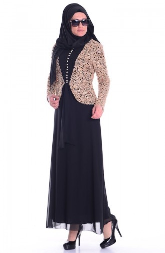Black Hijab Evening Dress 52493-01