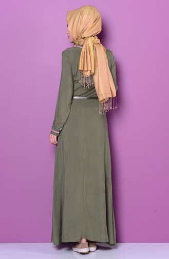 فستان أخضر زيتي 5110-02