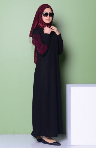 Schwarz Hijab Kleider 3346-09
